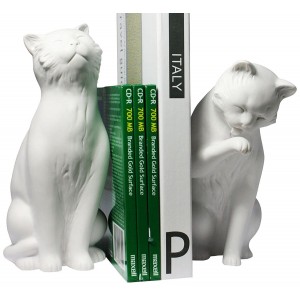 Cat  Bookend Set White - Sculpture Figurine  Statue - New in Box   332703361248